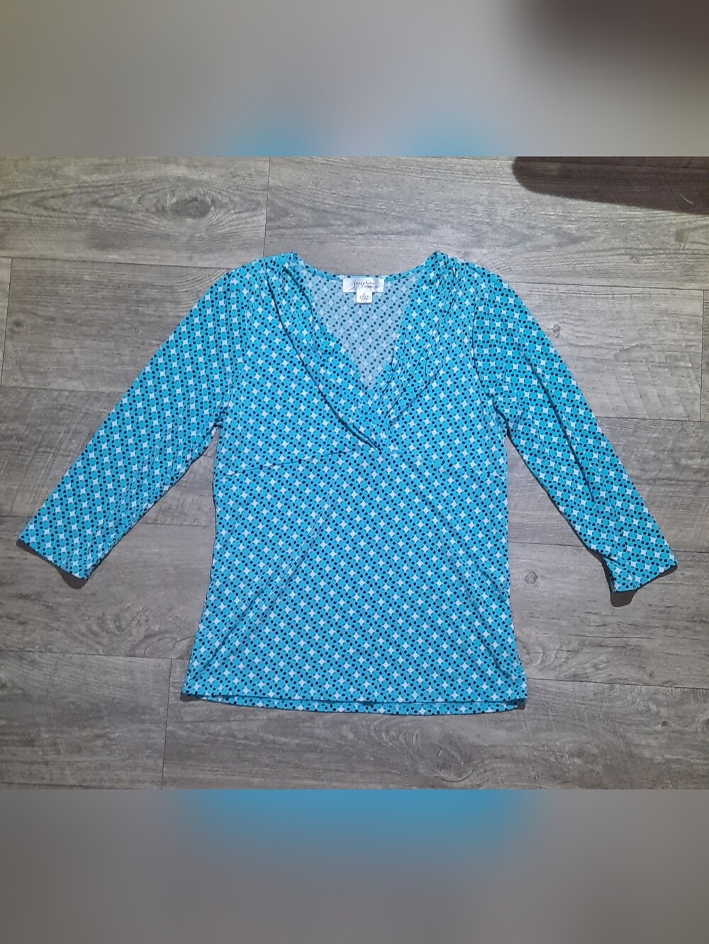 Josephine Blue Printed V-Neck Top